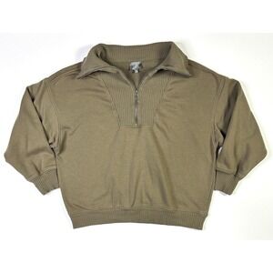 Berkley Jensen Quarter Zip Pullover Sweatshirt Men's XL Olive Long Sleeve